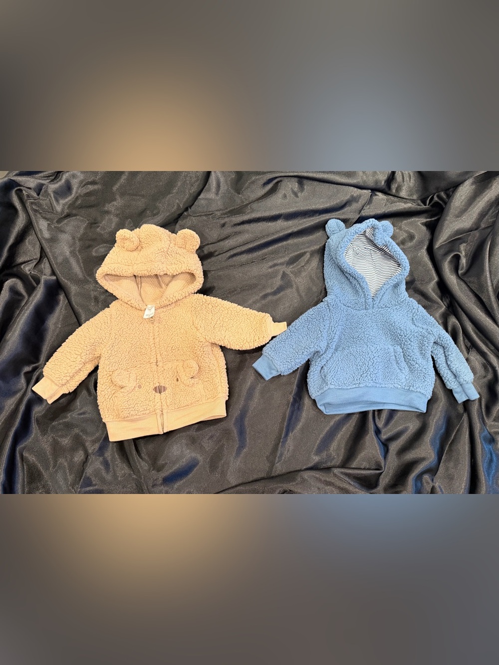 Baby Sherpa Zip Hoodie in Blue & Brown